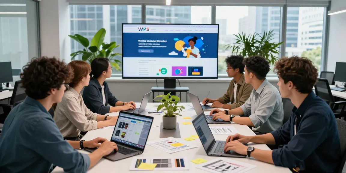 Collaborative team using the WPS Official Website in a modern office setting, showcasing innovative software solutions.